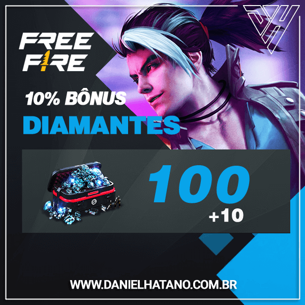 Free Fire - 100 Diamantes + 10% de Bônus