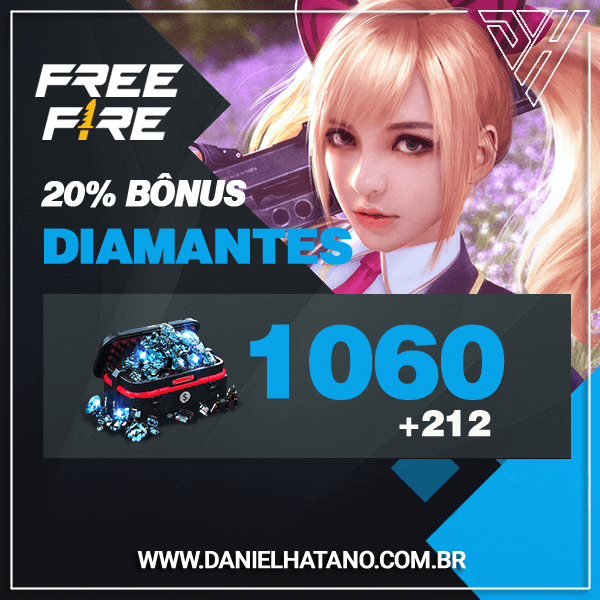Free Fire - 1.060 Diamantes + 10% de Bônus