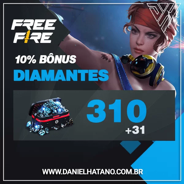 Free Fire - 310 Diamantes + 20% de Bônus - R$13,99