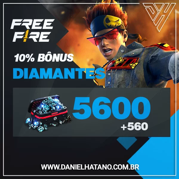 Free Fire - 5.600 Diamantes + 10% de Bônus